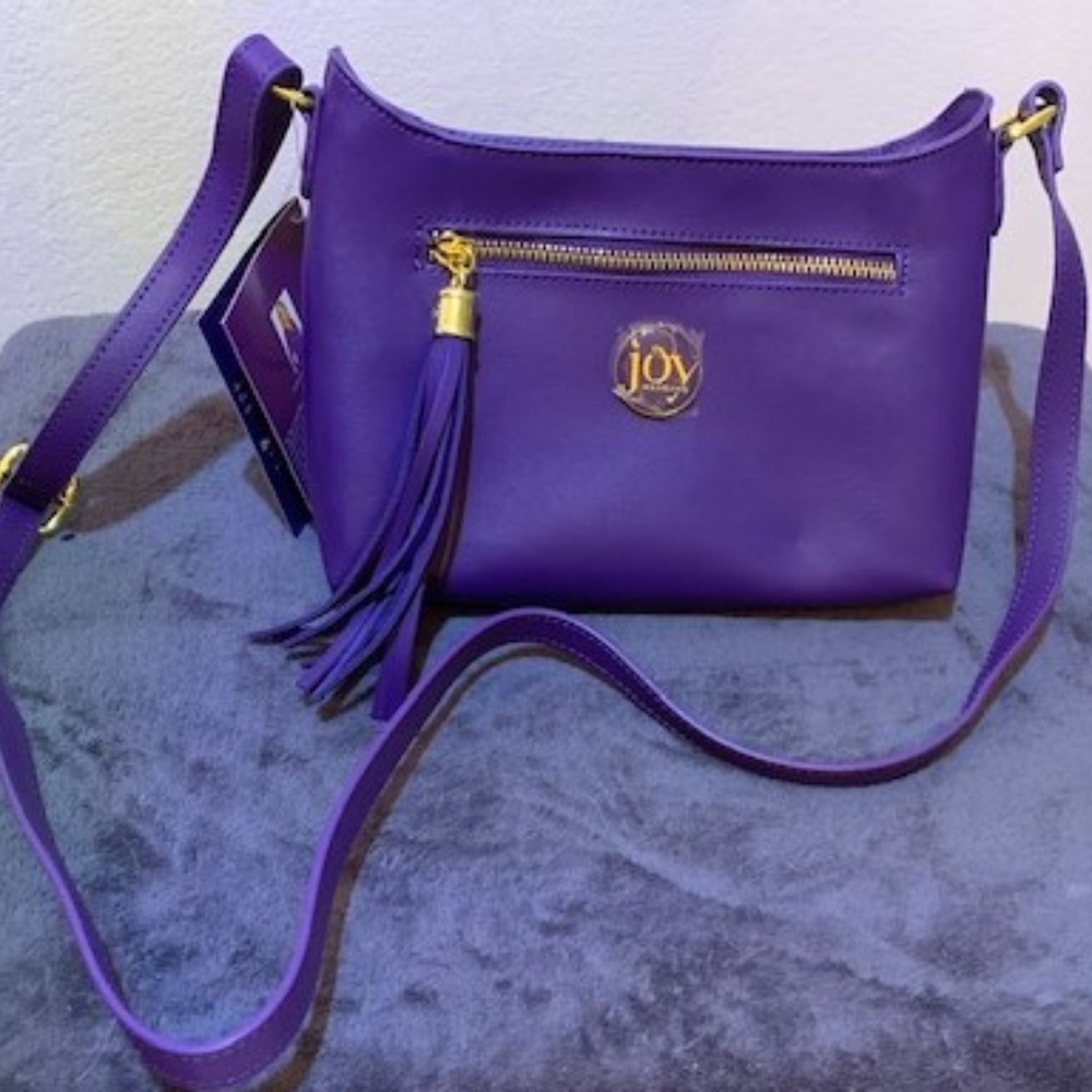 Joy Mangano Purple Leather Crossbody Bag